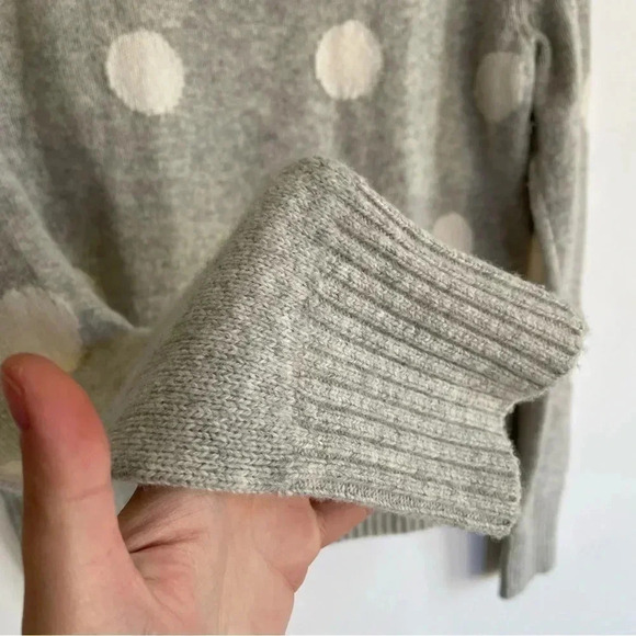 J. Crew Always Merino Wool Polka Dot Sweater Crewneck Gray White Long Sleeve - Picture 6 of 11